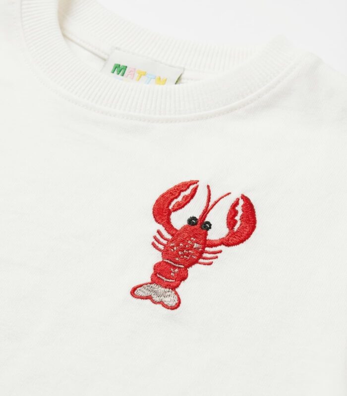 Дитяча футболка з вишивкою Lobster Matty Tales біла